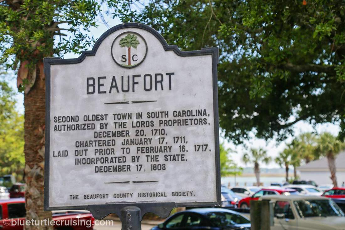 Historical marker reading Beaufort, second oldest town in South Carolina